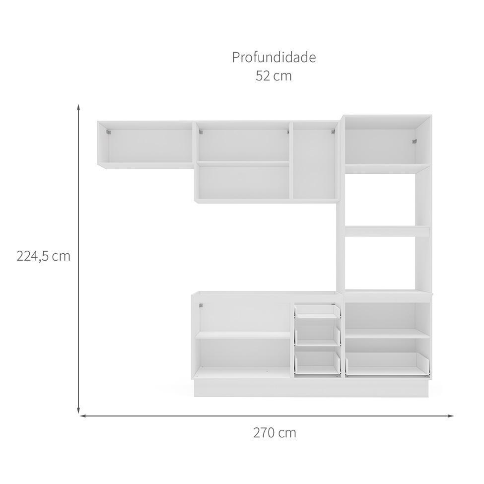 Cozinha Compacta Sem Tampo com Rodapé Amara 8 Portas 4 Gavetas Branca - 3
