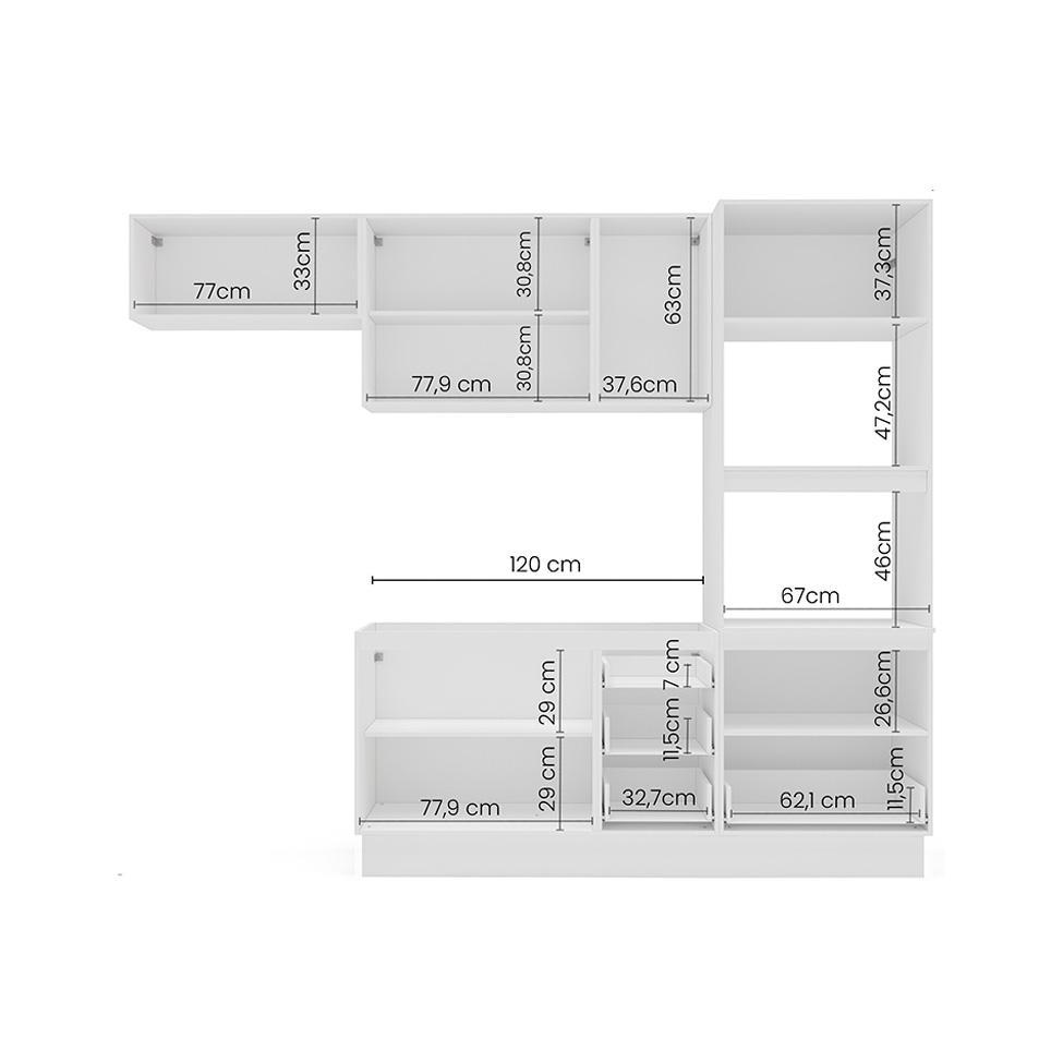 Cozinha Compacta Sem Tampo com Rodapé Amara 8 Portas 4 Gavetas Branca - 4