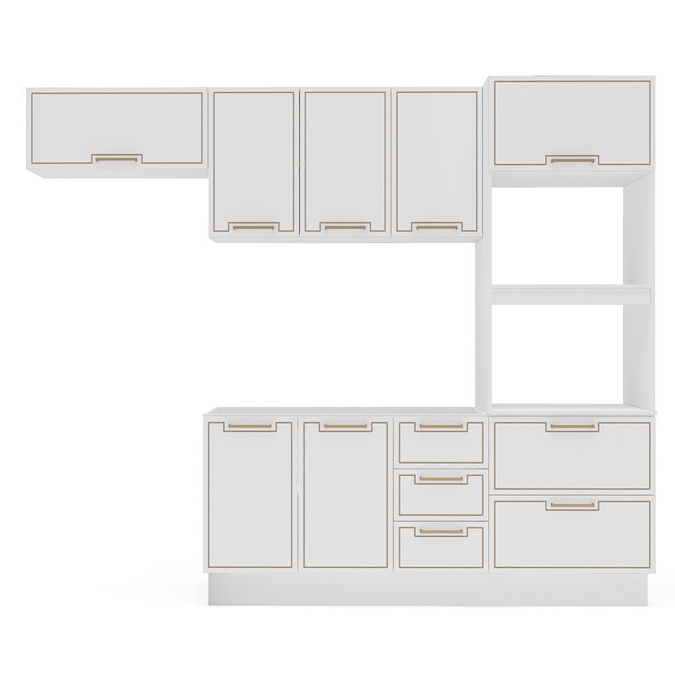 Cozinha Compacta Sem Tampo com Rodapé Amara 8 Portas 4 Gavetas Branca - 5