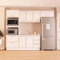 Cozinha Compacta Sem Tampo com Rodapé Amara 8 Portas 4 Gavetas Branca - 1