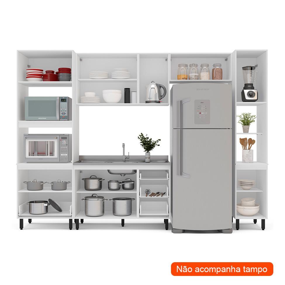 Cozinha Compacta Sem Tampo com Paneleiro Meena 10 Portas 4 Gavetas Verde e Branca - 2