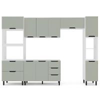 Cozinha Compacta Sem Tampo com Paneleiro Meena 10 Portas 4 Gavetas Verde e Branca - 5