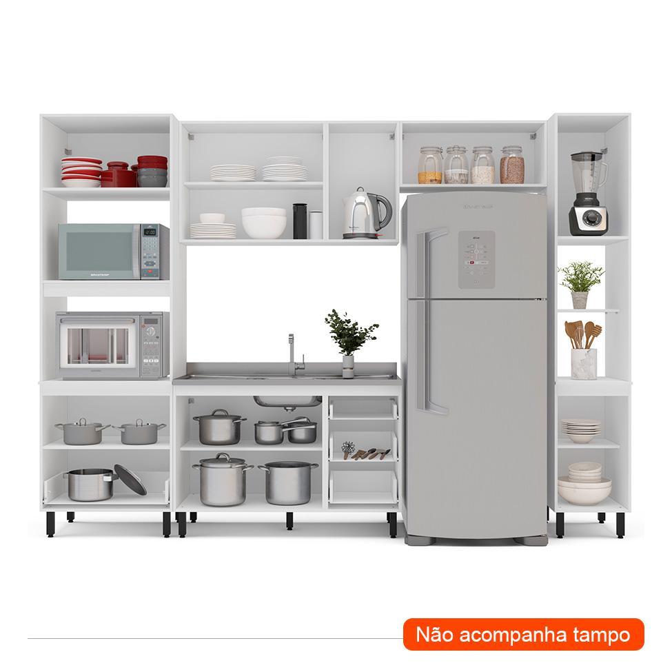 Cozinha Compacta Sem Tampo com Paneleiro Amara 10 Portas 4 Gavetas Verde e Branca - 2