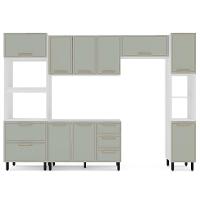 Cozinha Compacta Sem Tampo com Paneleiro Amara 10 Portas 4 Gavetas Verde e Branca - 5