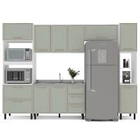Cozinha Compacta Sem Tampo com Paneleiro Amara 10 Portas 4 Gavetas Verde e Branca - 6