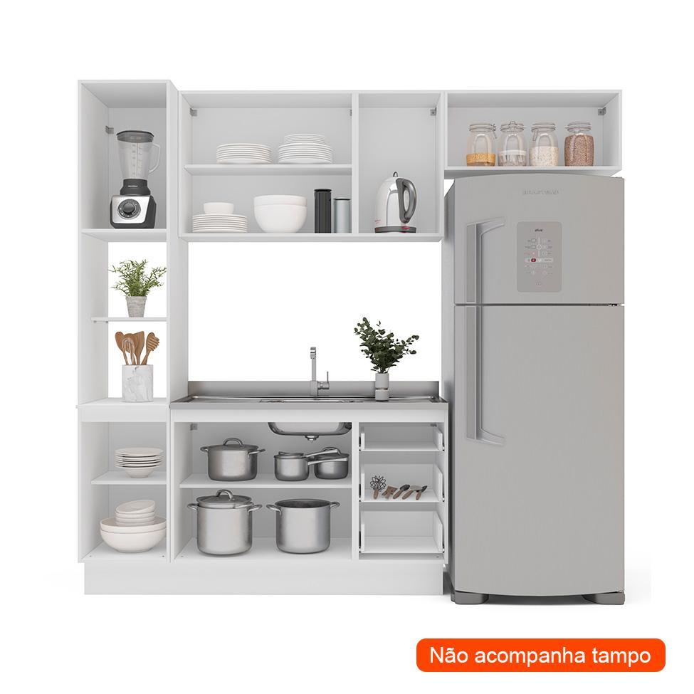Cozinha Compacta Sem Tampo com Rodapé Amara 8 Portas 3 Gavetas Verde e Branca - 2