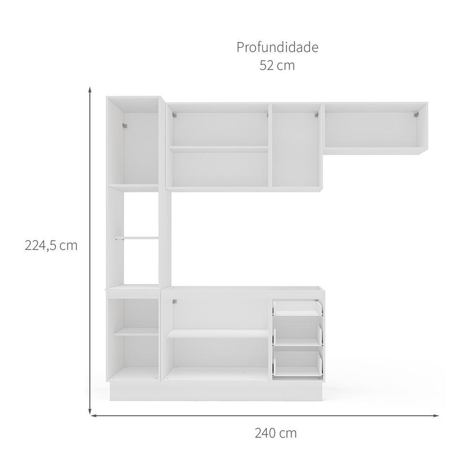 Cozinha Compacta Sem Tampo com Rodapé Amara 8 Portas 3 Gavetas Verde e Branca - 3