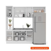 Cozinha Compacta Sem Tampo com Rodapé Amara 8 Portas 3 Gavetas Verde e Branca - 2