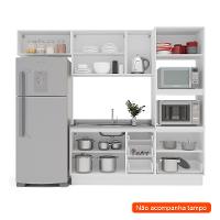 Cozinha Compacta Sem Tampo com Rodapé Amara 8 Portas 4 Gavetas Azul e Branca - 2