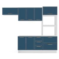 Cozinha Compacta Sem Tampo com Rodapé Amara 8 Portas 4 Gavetas Azul e Branca - 5