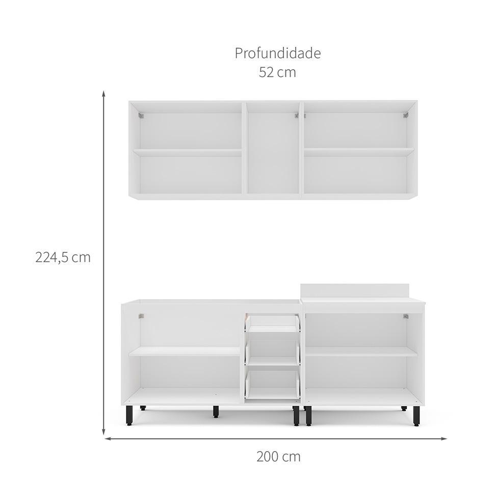 Cozinha Compacta Sem Tampo Amara 9 Portas 3 Gavetas Verde e Branca - 3