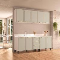 Cozinha Compacta Sem Tampo Amara 9 Portas 3 Gavetas Verde e Branca - 1