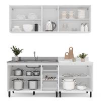 Cozinha Compacta Sem Tampo Amara 9 Portas 3 Gavetas Verde e Branca - 8