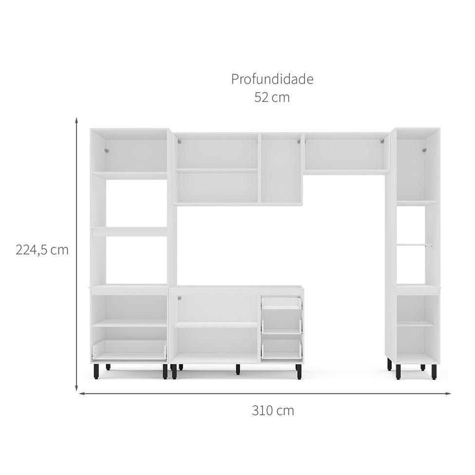 Cozinha Compacta Sem Tampo com Paneleiro Meena 10 Portas 4 Gavetas Creme e Branca - 3