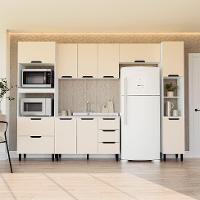 Cozinha Compacta Sem Tampo com Paneleiro Meena 10 Portas 4 Gavetas Creme e Branca - 1
