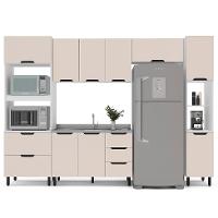 Cozinha Compacta Sem Tampo com Paneleiro Meena 10 Portas 4 Gavetas Creme e Branca - 6