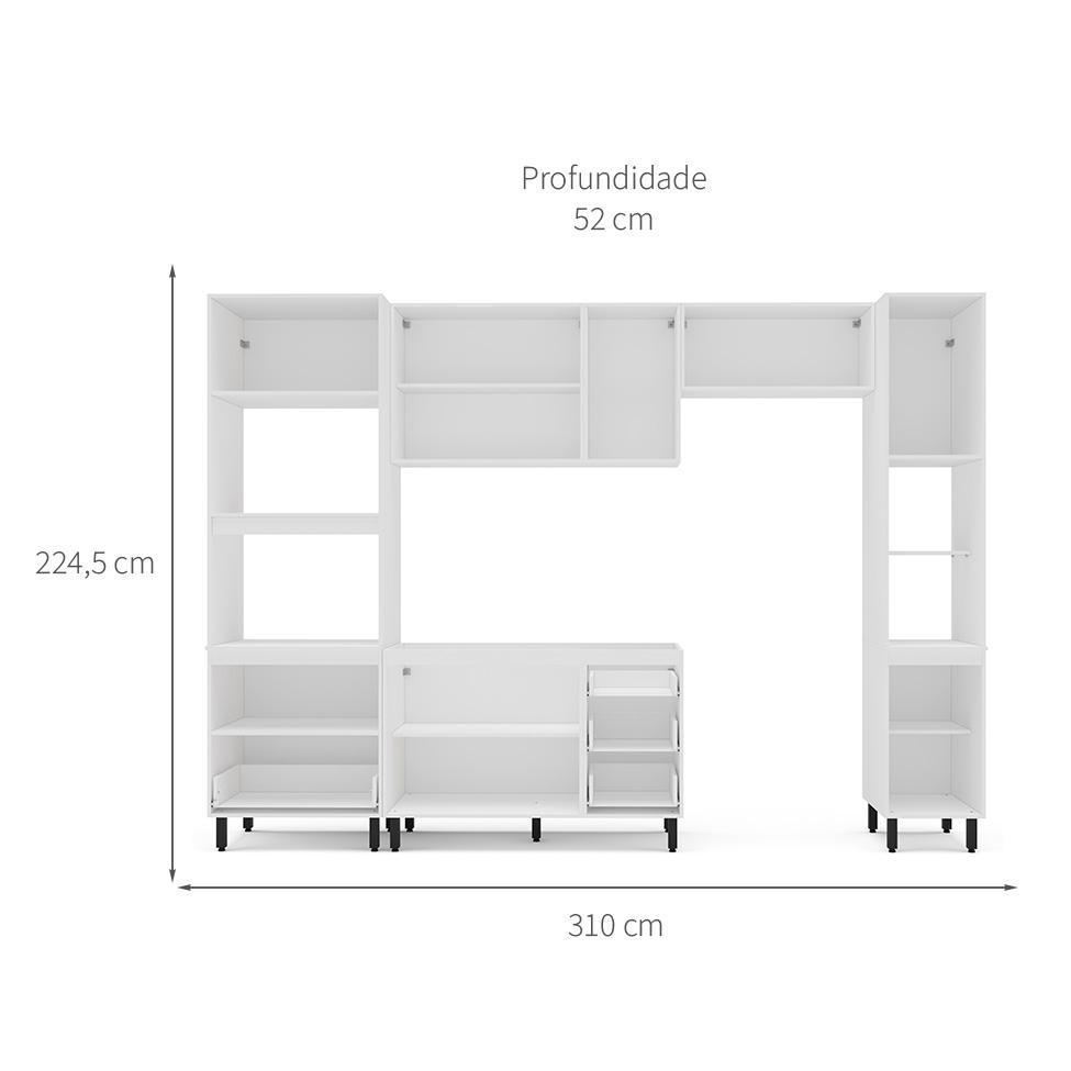 Cozinha Compacta Sem Tampo com Paneleiro Amara 10 Portas 4 Gavetas Azul e Branca - 3