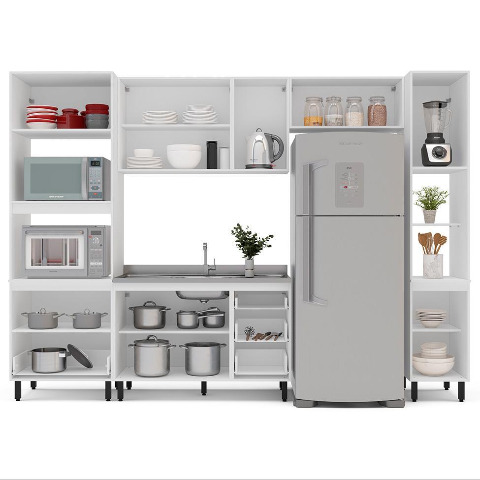 Cozinha Compacta Sem Tampo com Paneleiro Amara 10 Portas 4 Gavetas Azul e Branca - 8