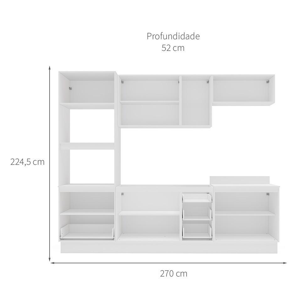 Cozinha Compacta Sem Tampo com Rodapé Amara 10 Portas 4 Gavetas Creme e Branca - 3