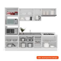 Cozinha Compacta Sem Tampo com Rodapé Amara 10 Portas 4 Gavetas Creme e Branca - 2