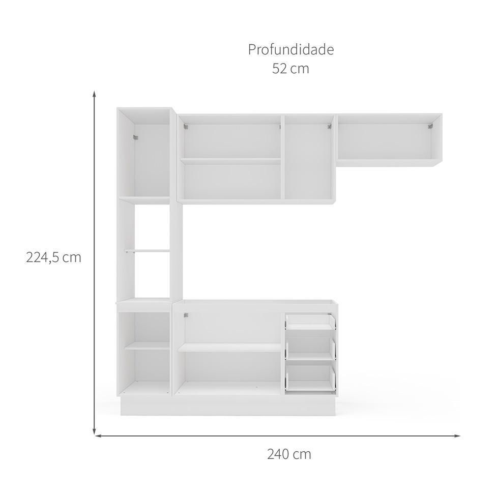 Cozinha Compacta Sem Tampo com Rodapé Amara 8 Portas 3 Gavetas Azul e Branca - 3