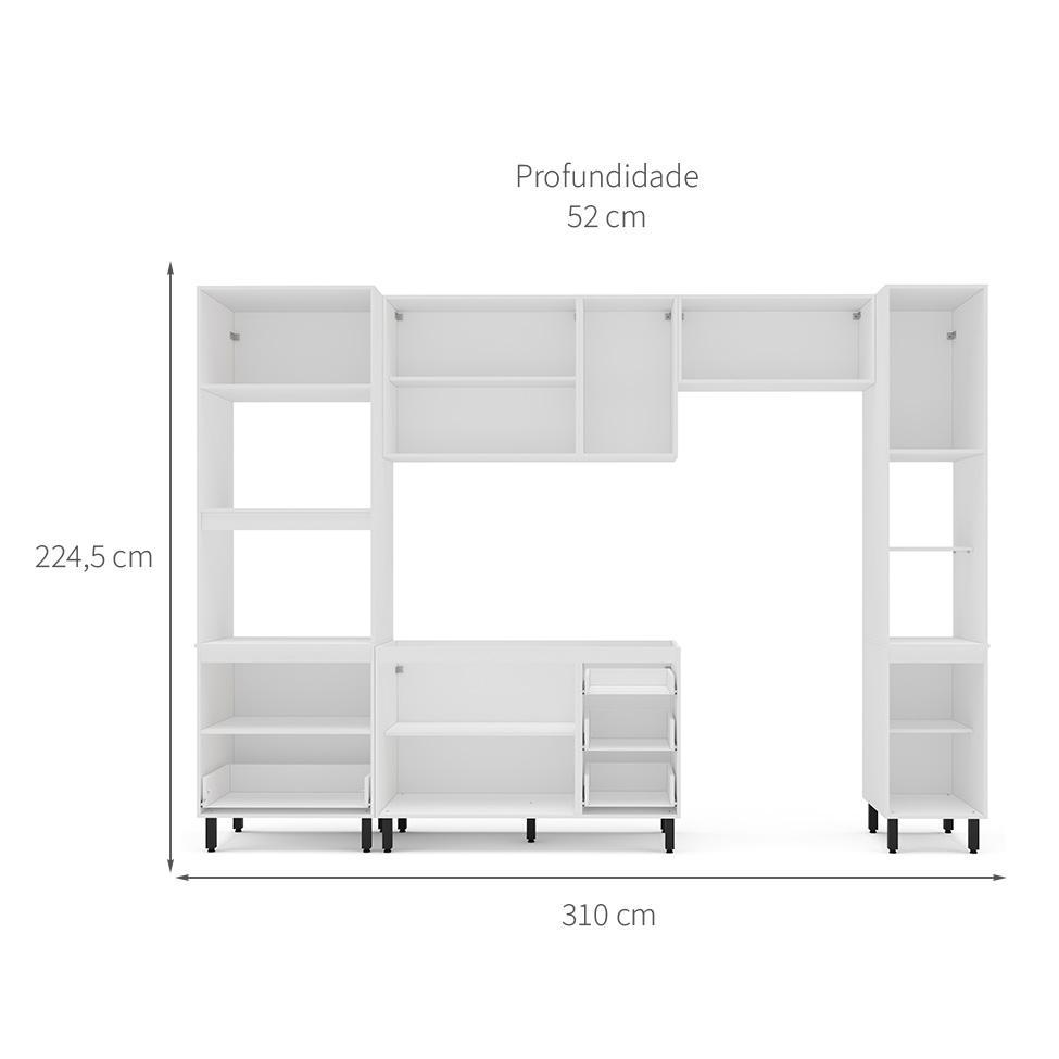 Cozinha Compacta Sem Tampo com Paneleiro Meena 10 Portas 4 Gavetas Azul e Branca - 3