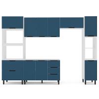 Cozinha Compacta Sem Tampo com Paneleiro Meena 10 Portas 4 Gavetas Azul e Branca - 5