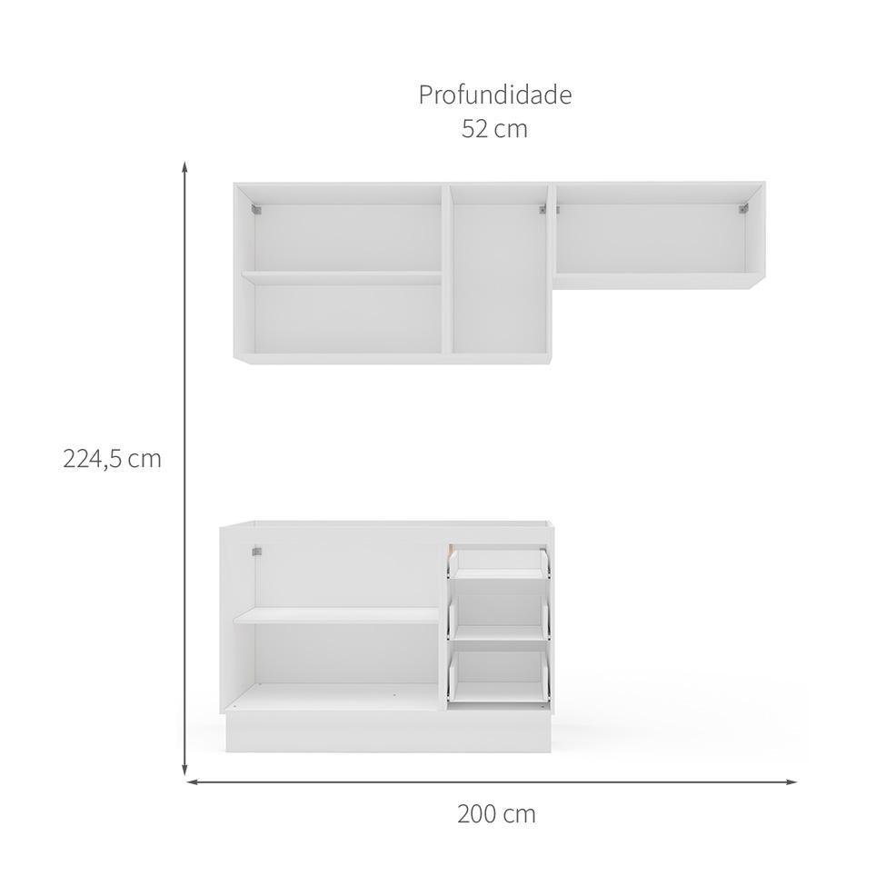 Cozinha Compacta Sem Tampo com Rodapé Amara 6 Portas 3 Gavetas Creme e Branca - 3