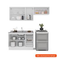 Cozinha Compacta Sem Tampo com Rodapé Amara 6 Portas 3 Gavetas Creme e Branca - 2