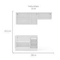 Cozinha Compacta Sem Tampo com Rodapé Amara 6 Portas 3 Gavetas Creme e Branca - 3