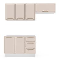 Cozinha Compacta Sem Tampo com Rodapé Amara 6 Portas 3 Gavetas Creme e Branca - 5