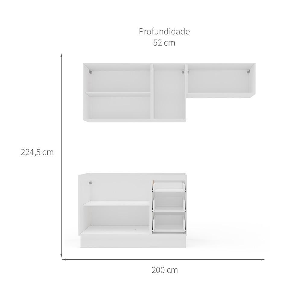 Cozinha Compacta Sem Tampo com Rodapé Amara 6 Portas 3 Gavetas Branca - 3