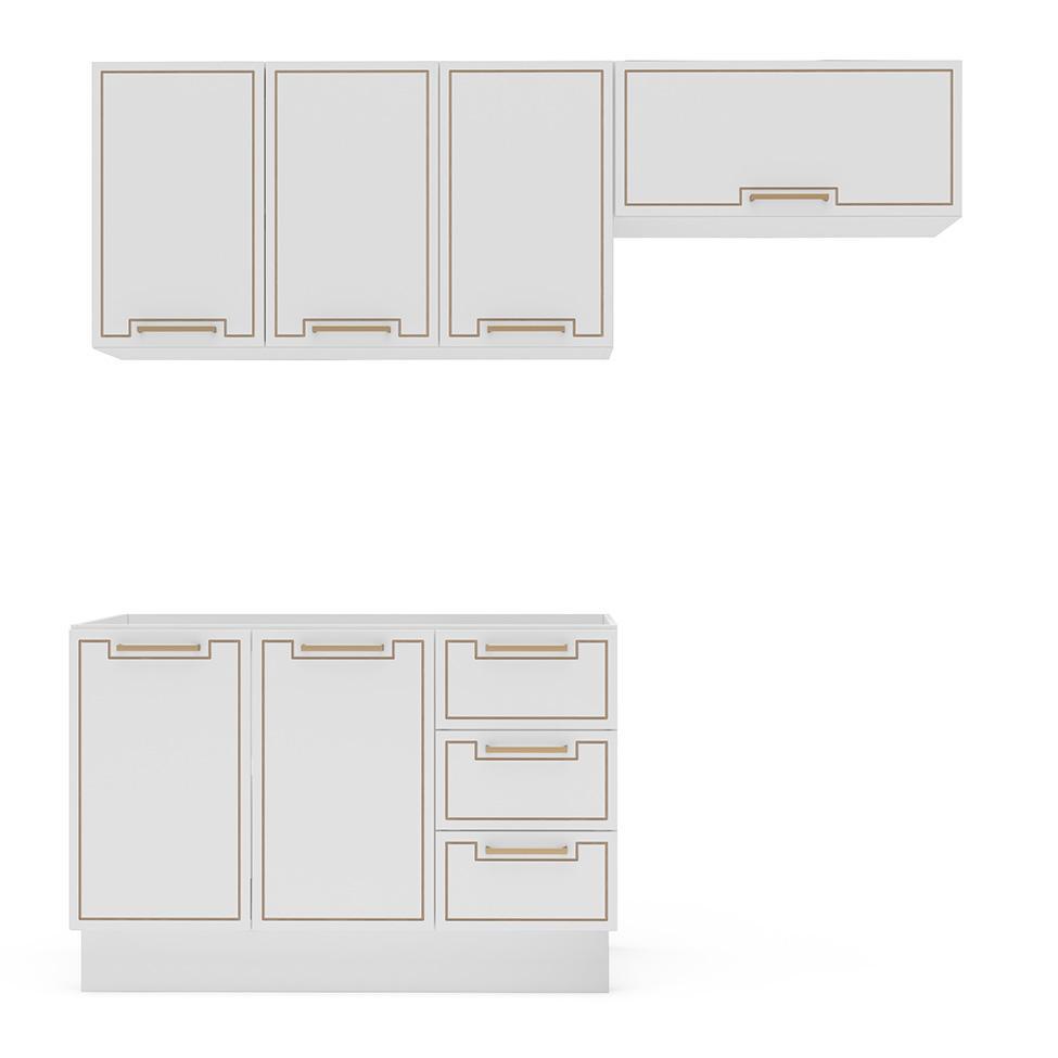 Cozinha Compacta Sem Tampo com Rodapé Amara 6 Portas 3 Gavetas Branca - 5