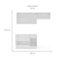 Cozinha Compacta Sem Tampo com Rodapé Amara 6 Portas 3 Gavetas Branca - 3