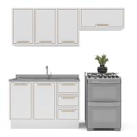 Cozinha Compacta Sem Tampo com Rodapé Amara 6 Portas 3 Gavetas Branca - 6