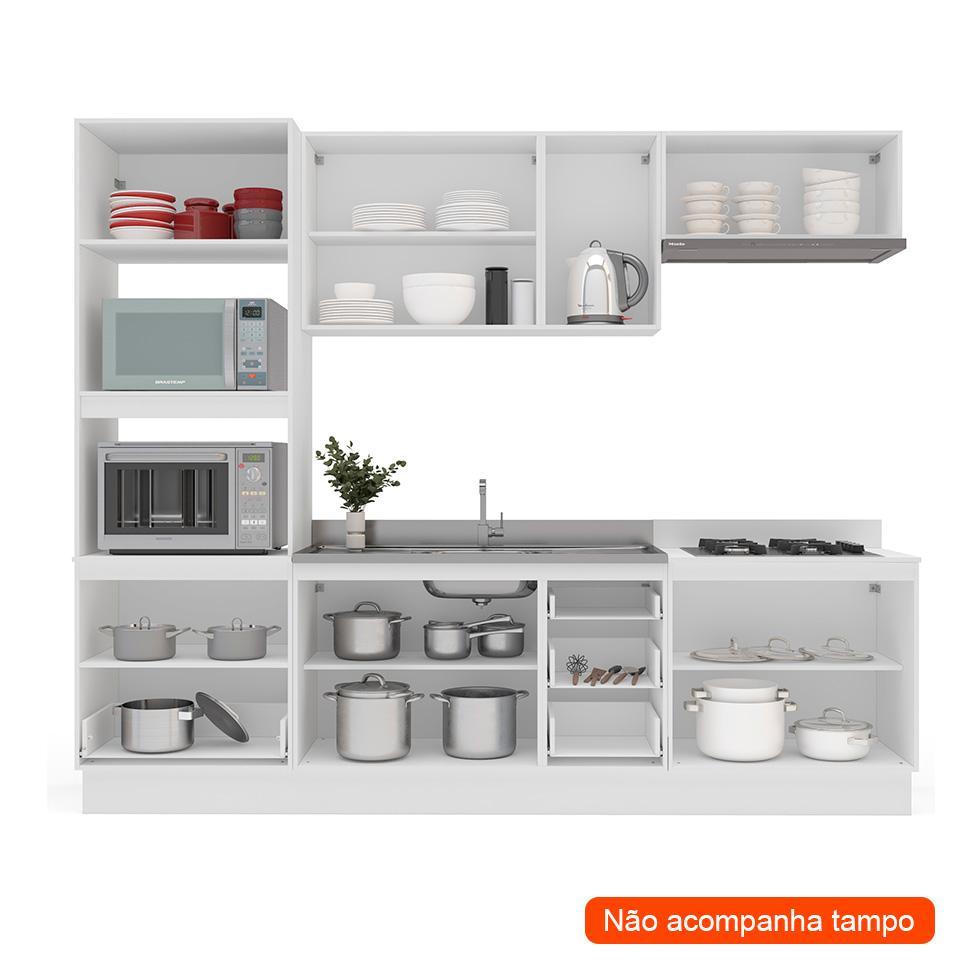 Cozinha Compacta Sem Tampo com Rodapé Amara 10 Portas 4 Gavetas Verde e Branca - 2