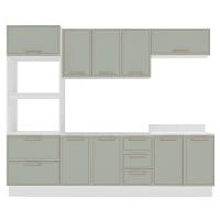 Cozinha Compacta Sem Tampo com Rodapé Amara 10 Portas 4 Gavetas Verde e Branca - 5