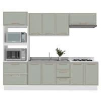 Cozinha Compacta Sem Tampo com Rodapé Amara 10 Portas 4 Gavetas Verde e Branca - 6