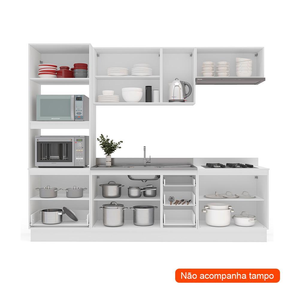 Cozinha Compacta Sem Tampo com Rodapé Amara 10 Portas 4 Gavetas Branca - 2
