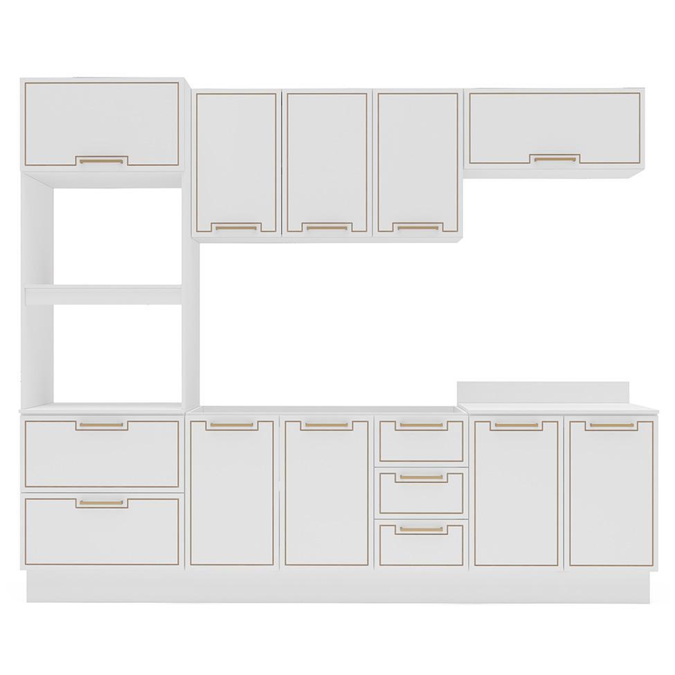 Cozinha Compacta Sem Tampo com Rodapé Amara 10 Portas 4 Gavetas Branca - 5