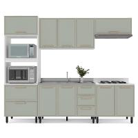 Cozinha Compacta Sem Tampo Amara 10 Portas 4 Gavetas Verde e Branca - 6