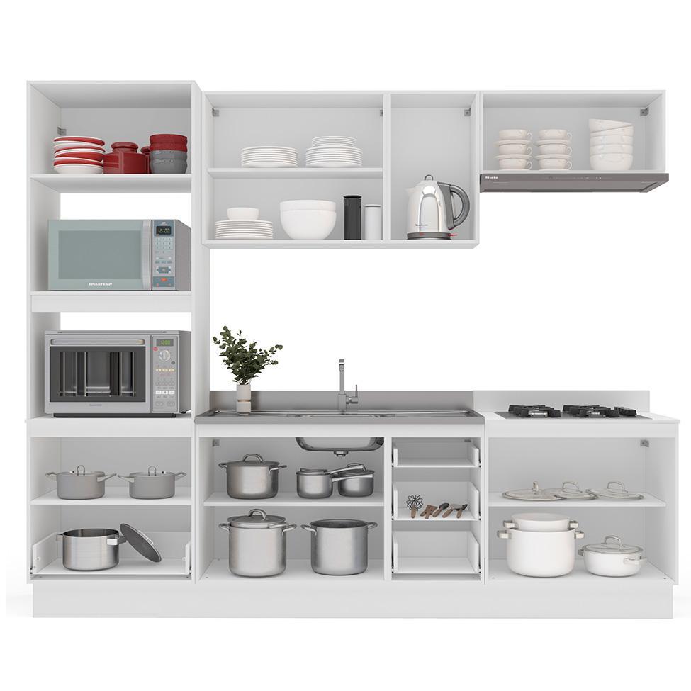 Cozinha Compacta Sem Tampo com Rodapé Amara 10 Portas 4 Gavetas Azul e Branca - 8