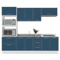 Cozinha Compacta Sem Tampo com Rodapé Amara 10 Portas 4 Gavetas Azul e Branca - 6