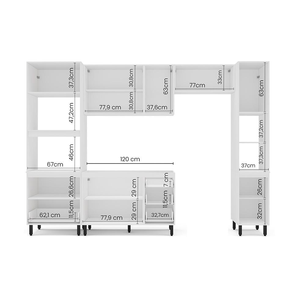 Cozinha Compacta Sem Tampo com Paneleiro Amara 10 Portas 4 Gavetas Branca - 4