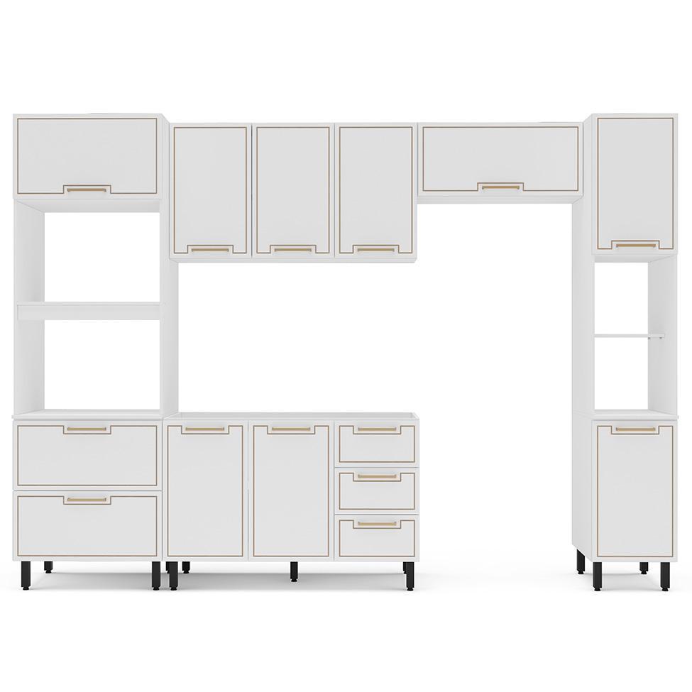Cozinha Compacta Sem Tampo com Paneleiro Amara 10 Portas 4 Gavetas Branca - 5