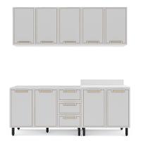 Cozinha Compacta Sem Tampo Amara 9 Portas 3 Gavetas Branca - 5