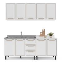 Cozinha Compacta Sem Tampo Amara 9 Portas 3 Gavetas Branca - 6