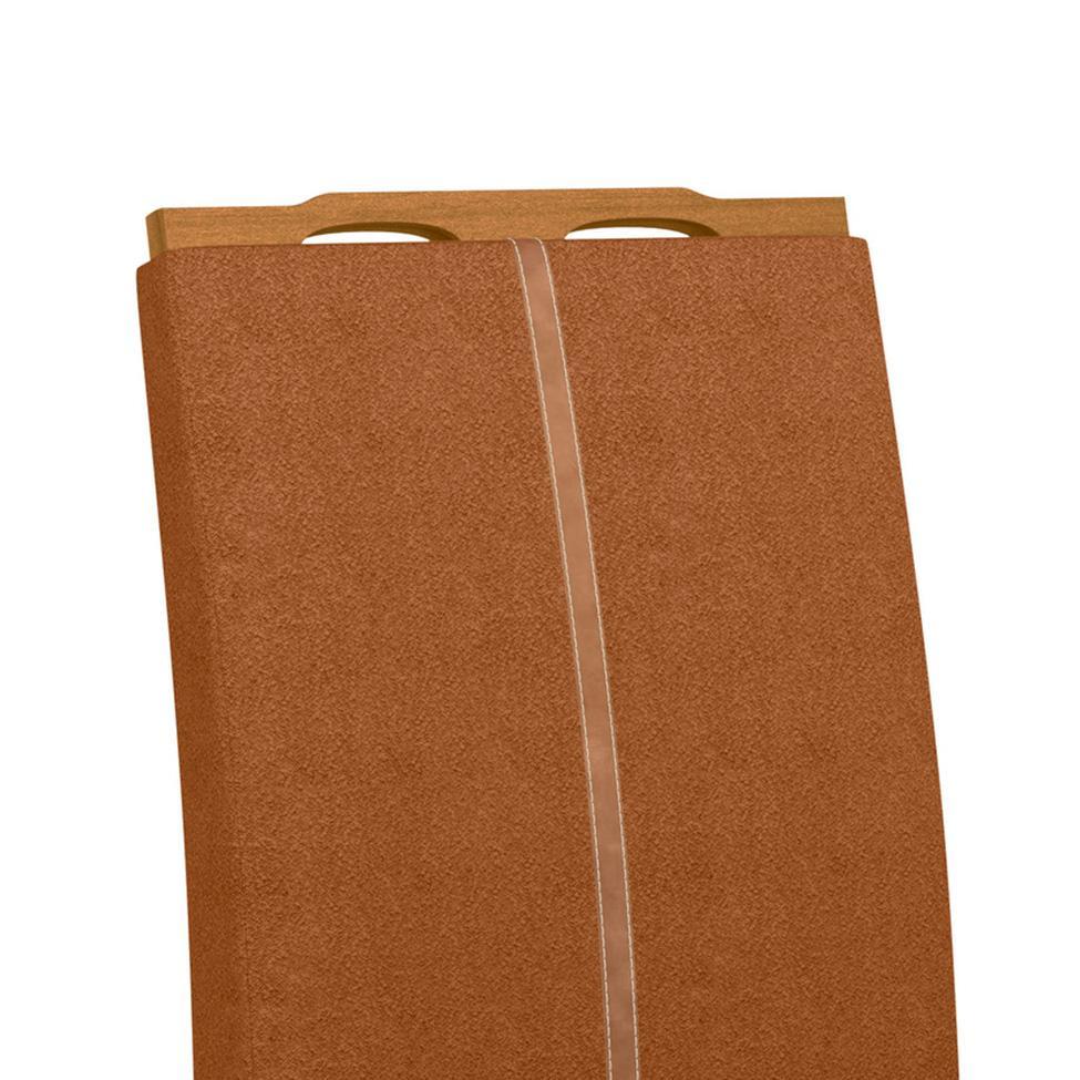 Conjunto de Mesa Redonda com Tampo de Vidro Off White e 6 Cadeiras Serena Poliéster Terracota e Amadeirado - 6