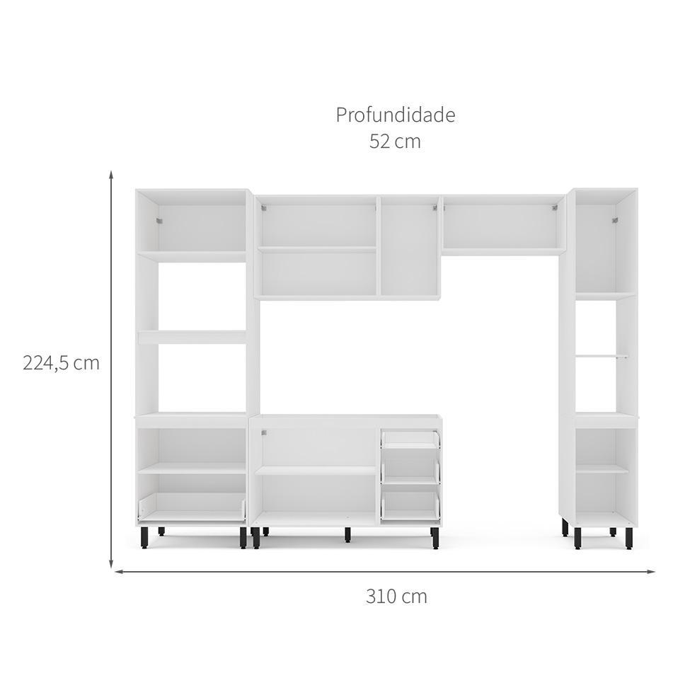 Cozinha Compacta Sem Tampo com Paneleiro Amara 10 Portas 4 Gavetas Creme e  Branca - 3