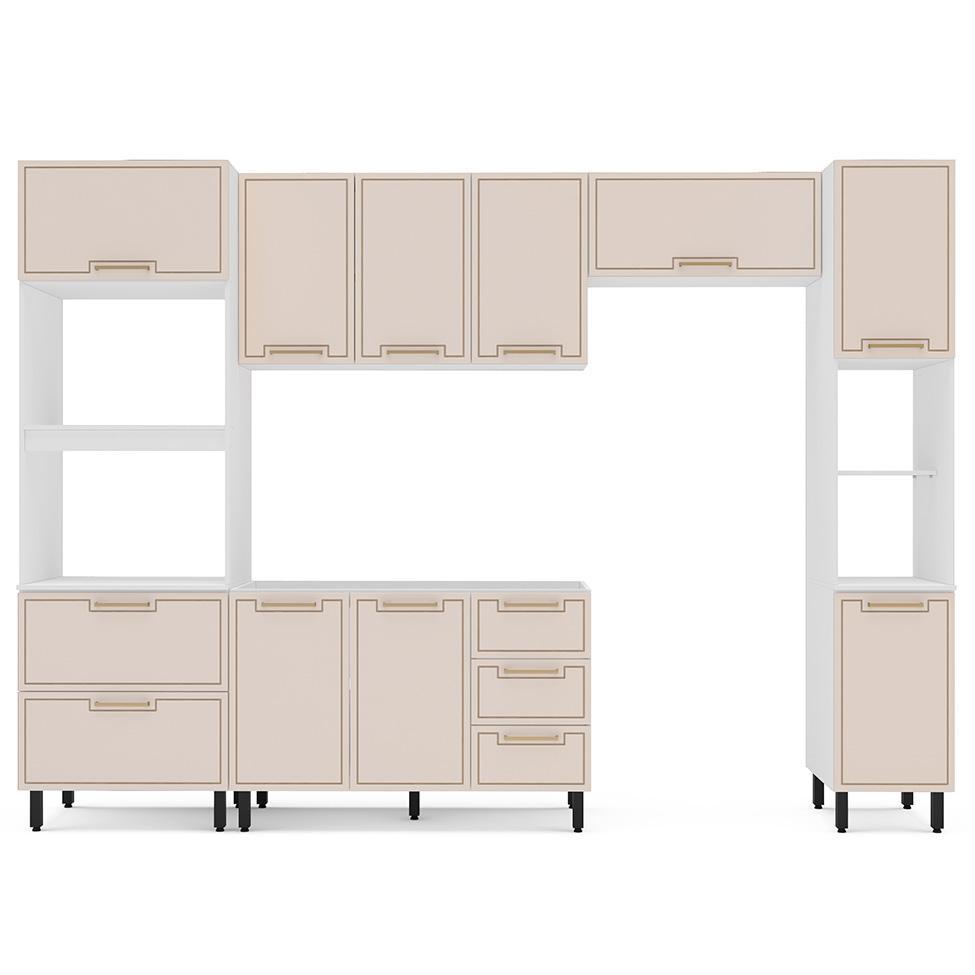Cozinha Compacta Sem Tampo com Paneleiro Amara 10 Portas 4 Gavetas Creme e  Branca - 5